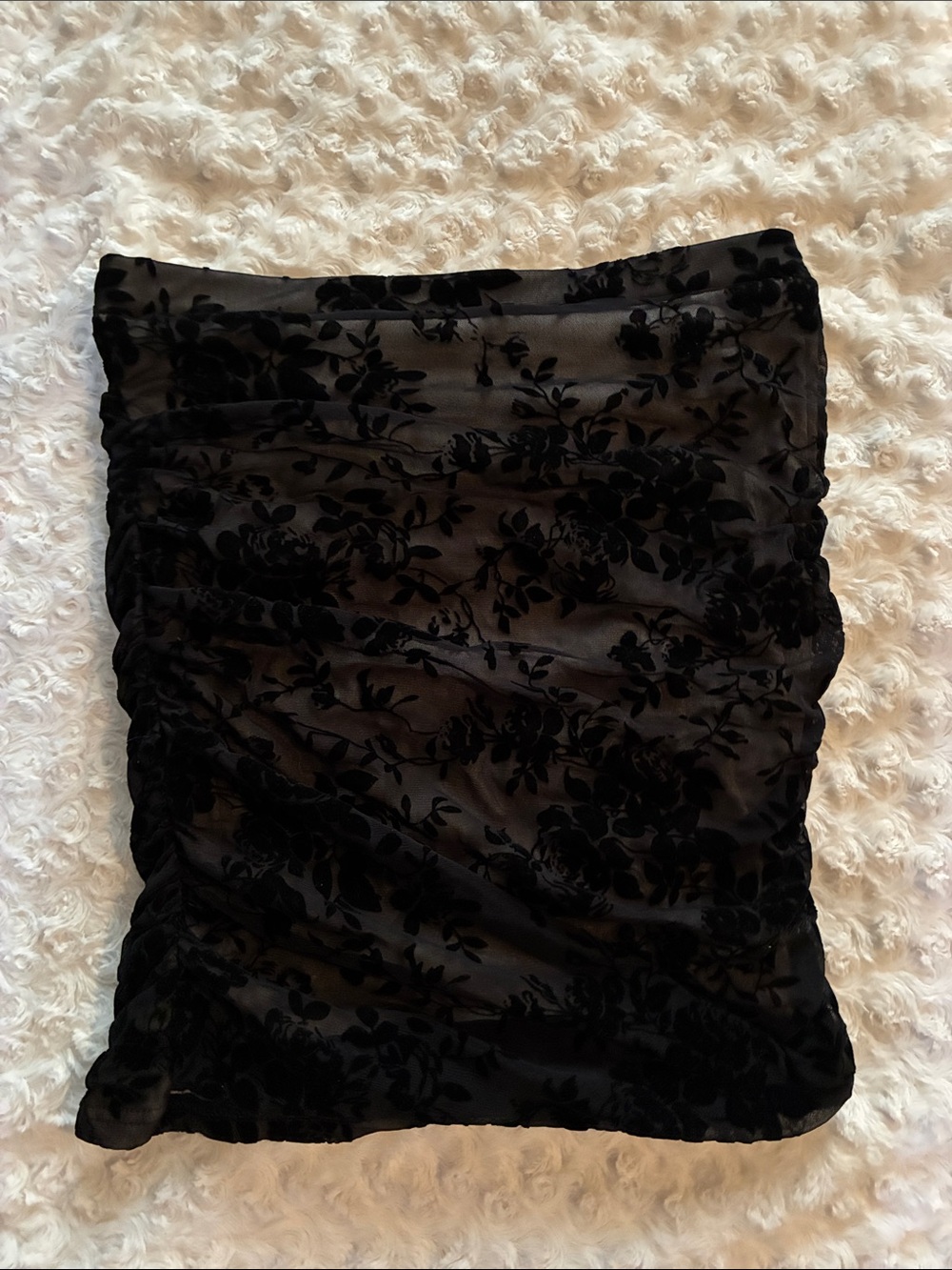 SHEIN Black Floral Mesh Mini Skirt